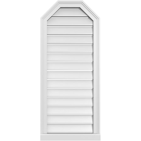 Ekena Millwork Octagonal Top Surface Mount PVC Gable Vent w/ 2"W x 2"P Brickmould Sill Frame, 18"W x 42"H GVPOT18X4203SF